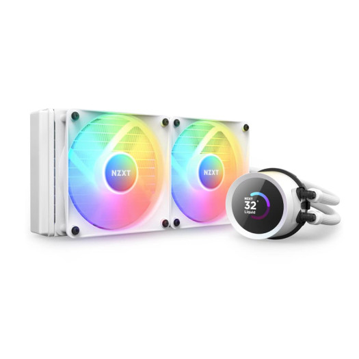 NZXT Kraken 240 RGB - 240mm AIO CPU Liquid Cooler - Customizable 1.54"" Square LCD Display for Images, Performance Metrics - High-Performance Pump - 2 x F120 RGB Core Fans - White
